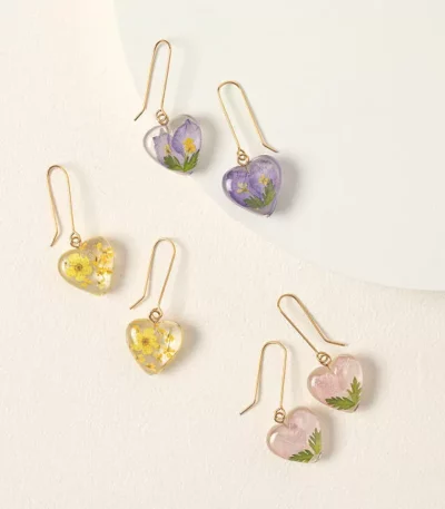 Birth Month Flower Heart Earrings