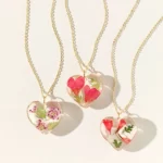 Birth Month Flower Heart Necklace S