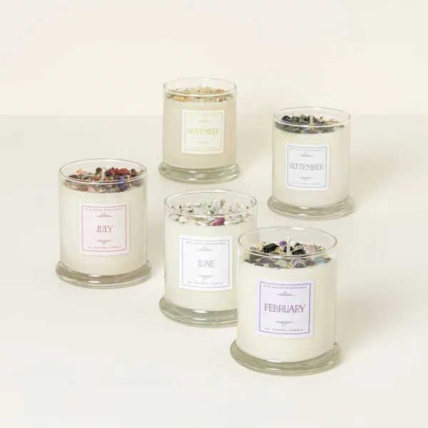 Birth Month Gemstone & Flower Candle