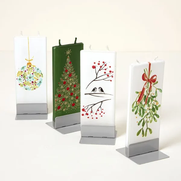 Hand-painted Holiday Flat Candle