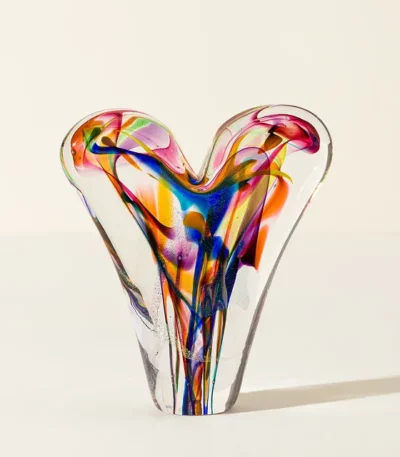 Rainbow Glass Heart Sculpture