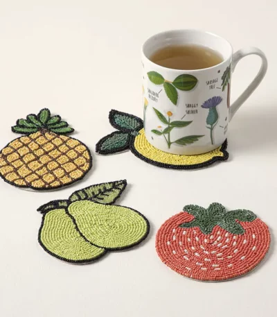 Beaded Fruit Coasters – Set Of 4