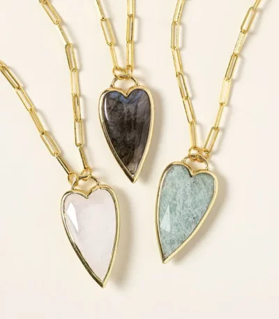 Big Gemstone Heart Necklace