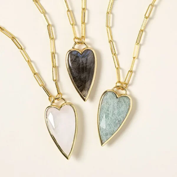 Big Gemstone Heart Necklace