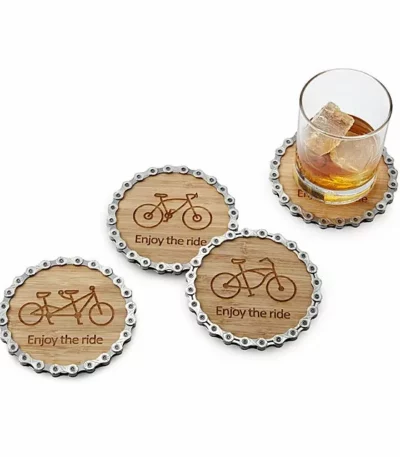 Enjoy The Ride Bike Chain Coaster Set