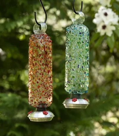 Glass Confetti Hummingbird Feeder