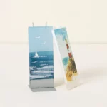 Hand-painted Coastal Scene Flat Candle 1