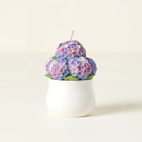 Hand-painted Hydrangea Candle