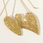 Mini Gold Dipped Lace Heart Earrings 1