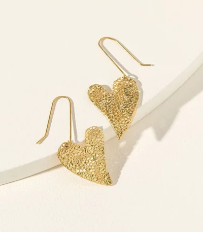 Mini Gold Dipped Lace Heart Earrings