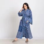 Patchwork Print Indigo Robe 1