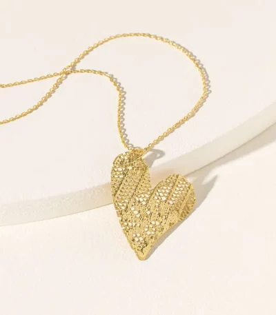 Precious Dipped Lace Heart Necklace