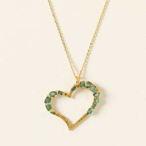 Raw Emerald Heart Necklace