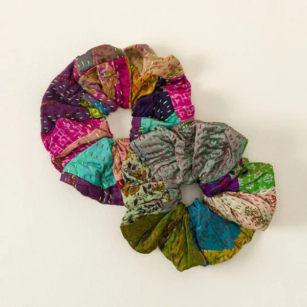 Repurposed Silk Sari Scrunchie - Set Of 2