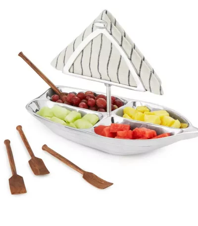 Rowboat Serving Bowl With Napkin Holder