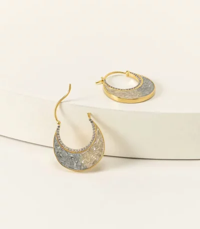 Sliced Raw Diamond Crescent Earrings