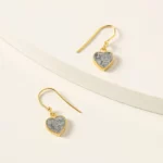 Sliced Raw Diamond Heart Earrings