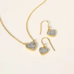 Sliced Raw Diamond Heart Earrings 2