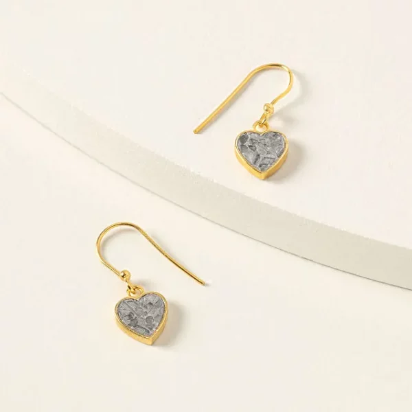 Sliced Raw Diamond Heart Earrings