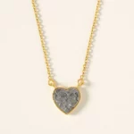 Sliced Raw Diamond Heart Necklace