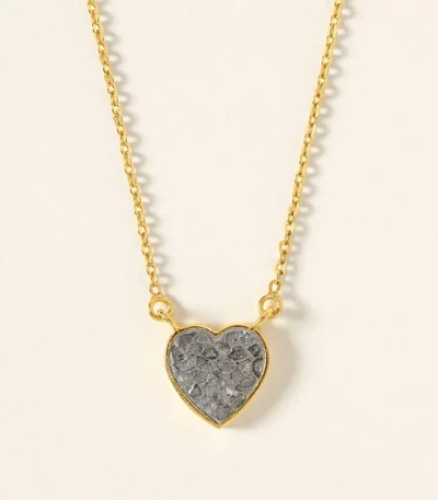 Sliced Raw Diamond Heart Necklace