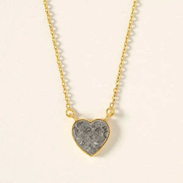 Sliced Raw Diamond Heart Necklace