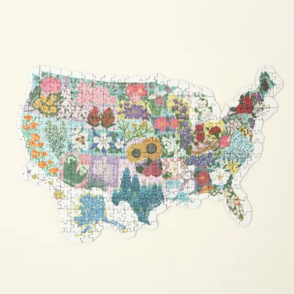 State Flower Usa Map Puzzle