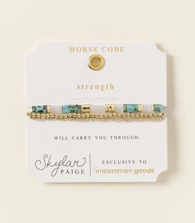 Strength Morse Code Bracelet Stack