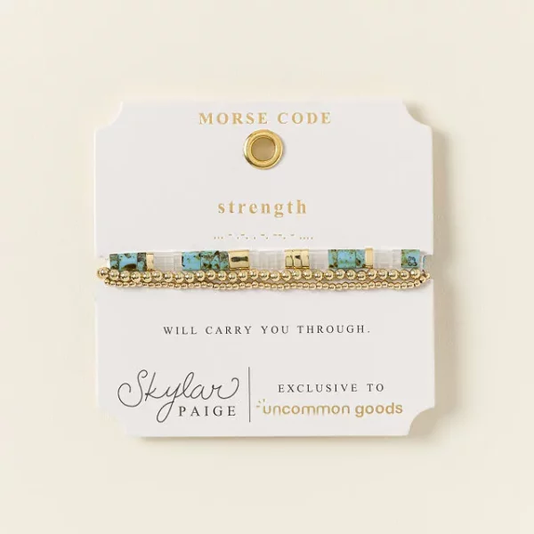 Strength Morse Code Bracelet Stack