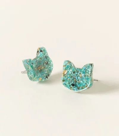 Turquoise Cat Studs 1