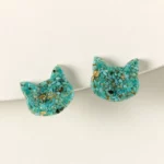 Turquoise Cat Studs 2