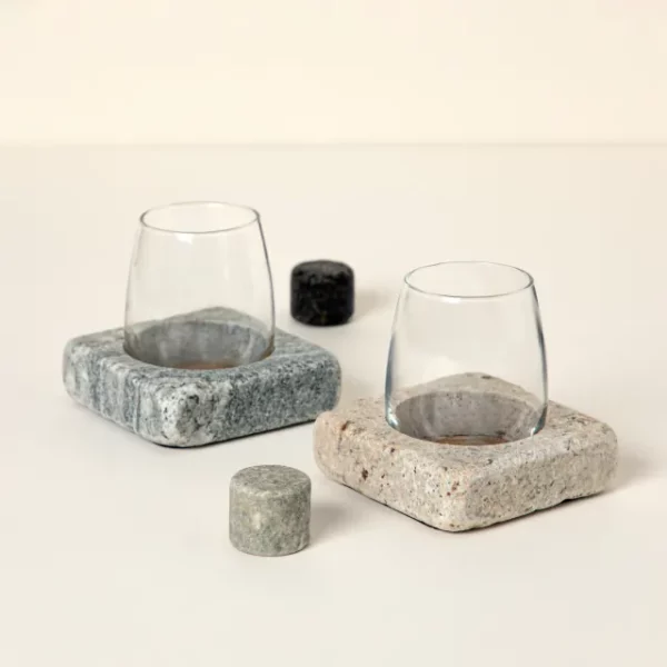 Wine Chilling Coasters With Glasses - Set Of 2