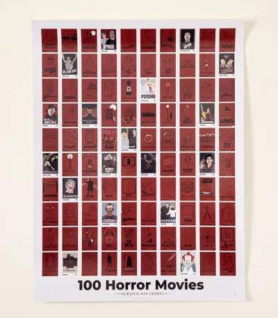 100 Horror Movies Scratch Off Chart