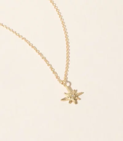 14k Gold Gratitude Star Diamond Necklace