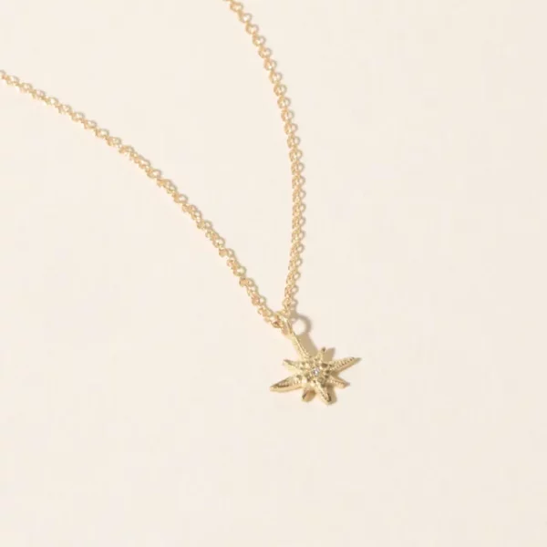 14k Gold Gratitude Star Diamond Necklace