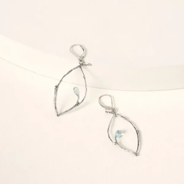 Blue Topaz Branch Earrings