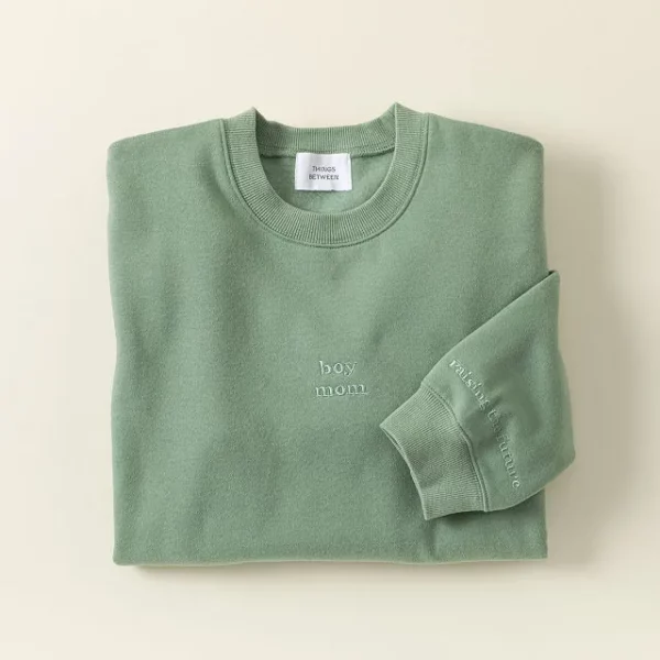 Boy Mom Embroidered Sweatshirt