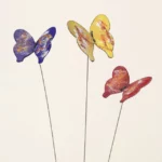 Copper Enamel Butterfly Stake Set 1