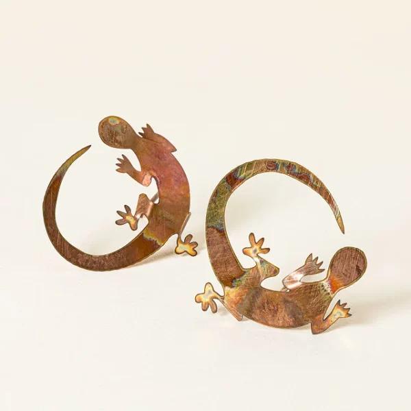 Copper Gecko Garden Stake Set