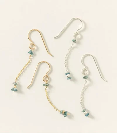 Delicate Raw Blue Diamond Earrings