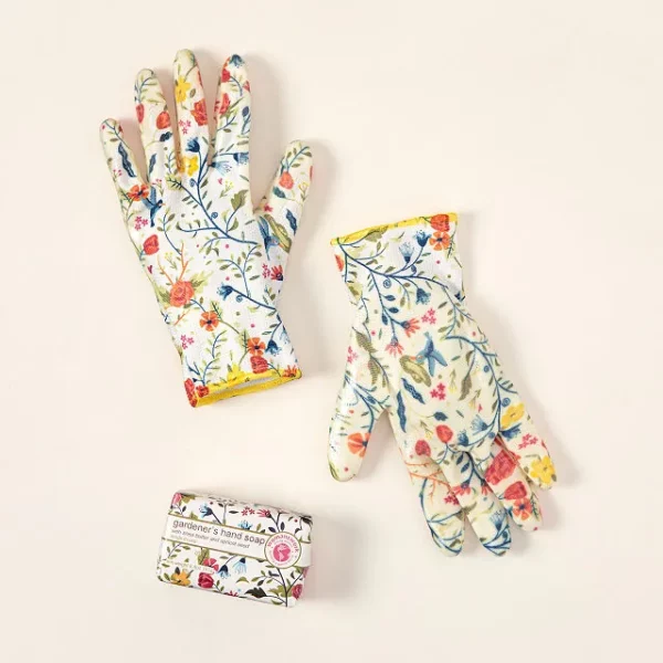 Floral-printed Weeder Glove Spa Gift Set