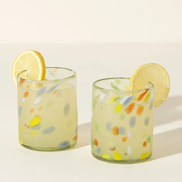 Hand-blown Confetti Glasses – Set Of 2