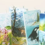 Hand-painted Wildlife Scene Flat Candle 1