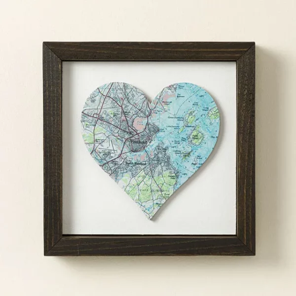 Love Lives Here Wood Map Art