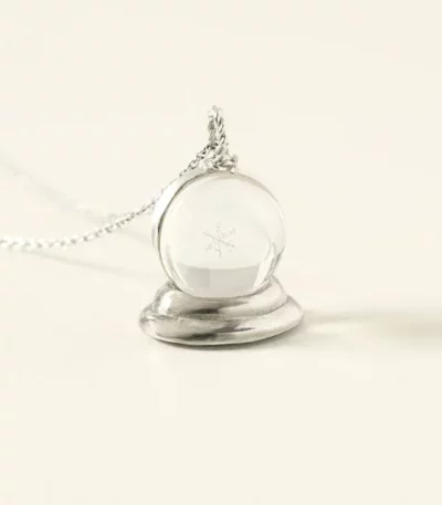 Real Snowflake Globe Necklace