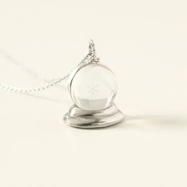 Real Snowflake Globe Necklace