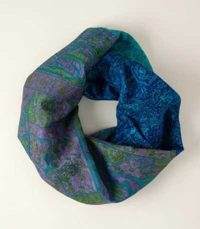 Repurposed Silk Sari Infinity Scarf