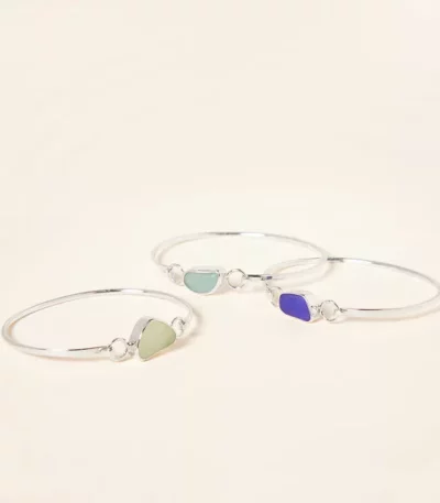 Sea Glass Hinge Bangle Bracelet