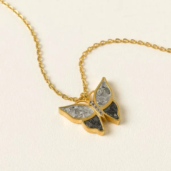 Sliced Raw Diamond Butterfly Necklace