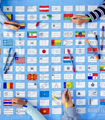 World Flags Coloring Tablecloth